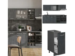 Mueble de cocina hormigón negro/antracita 240x60x81.6 r-line