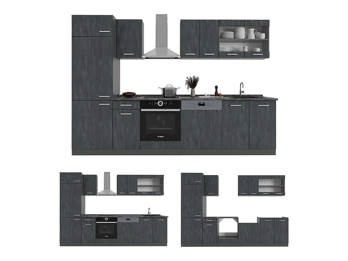 Mueble de cocina hormigón negro/antracita 300x60x81.6 r-line