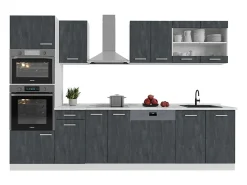 Mueble de cocina hormigón negro/blanco 300x46x81.6 r-line