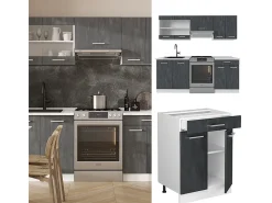 Mueble de cocina hormigón negro/blanco 200x60x81.6 r-line