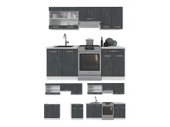 Mueble de cocina hormigón negro/blanco 200x60x81.6 r-line