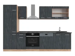 Mueble de cocina hormigón negro/roble dorado 300x60x81.6 r-line