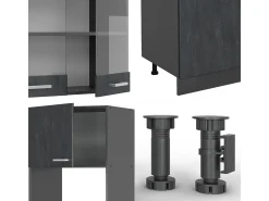 Mueble de cocina hormigón negro/antracita 300x46x81.6 r-line