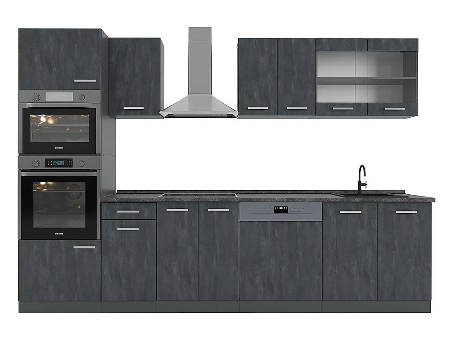 Mueble de cocina hormigón negro/antracita 300x46x81.6 r-line