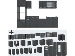 Mueble de cocina hormigón negro/antracita 300x46x81.6 r-line