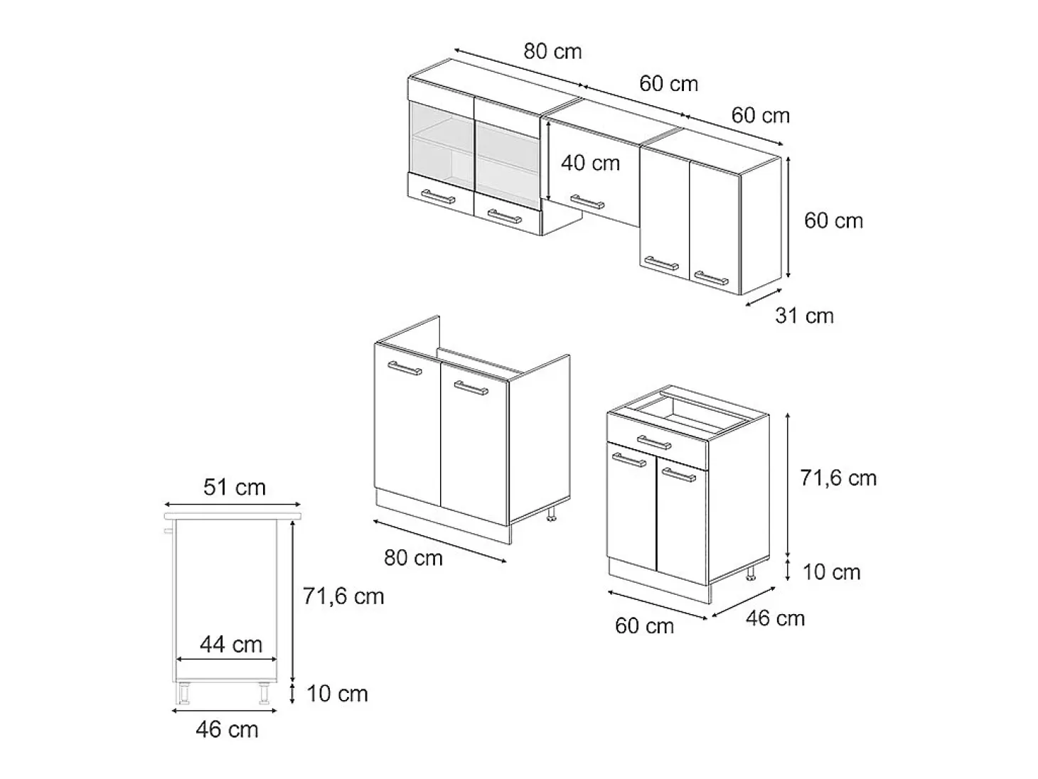 Mueble de cocina hormigón negro/antracita 200x60x81.6 r-line