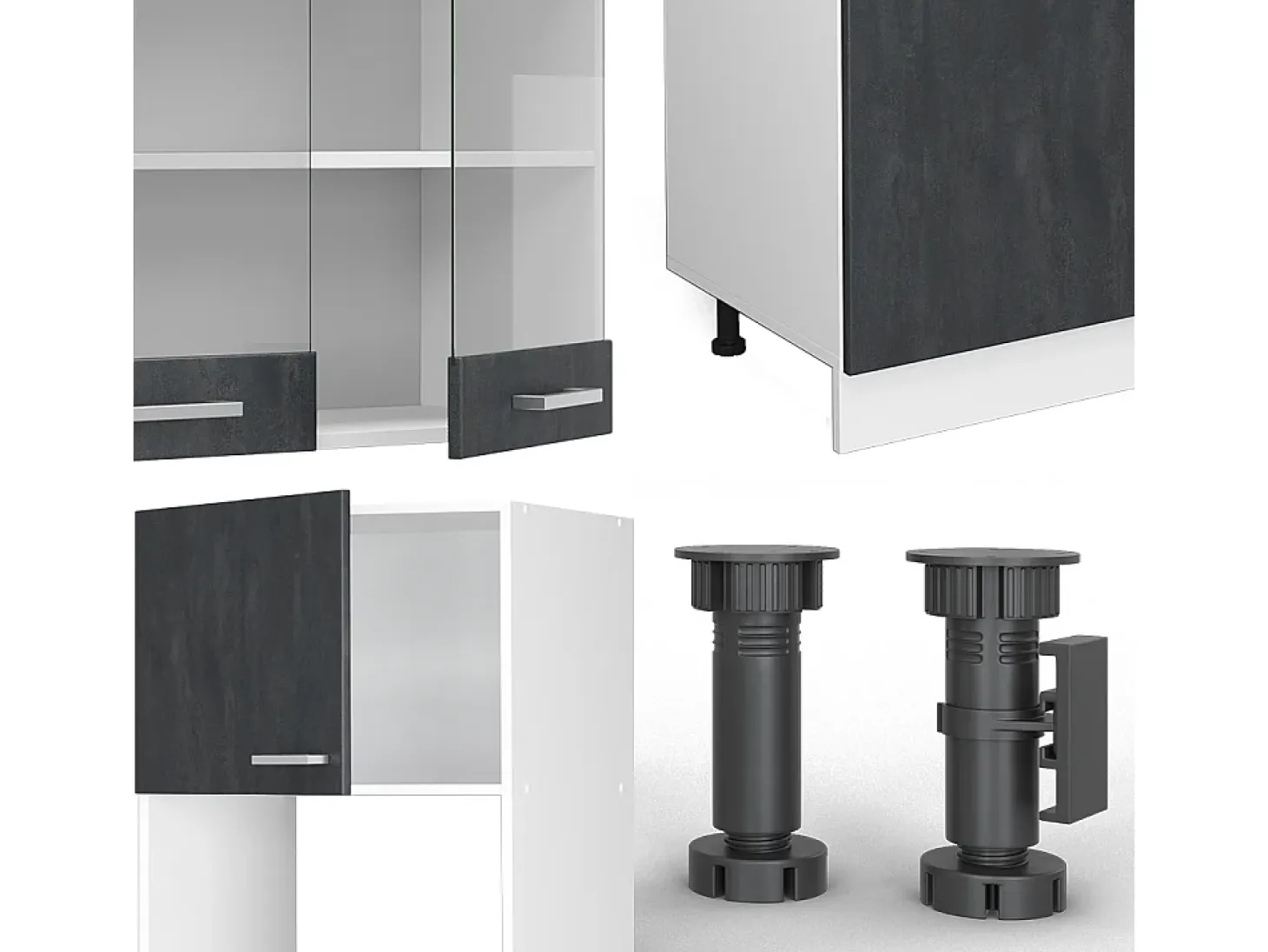 Mueble de cocina hormigón negro/blanco 300x60x81.6 r-line