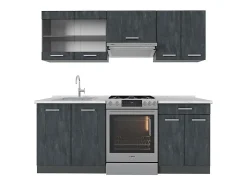 Mueble de cocina hormigón negro/antracita 200x60x81.6 r-line