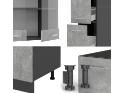 Mueble de cocina hormigón/antracita 350x46x81.6 r-line