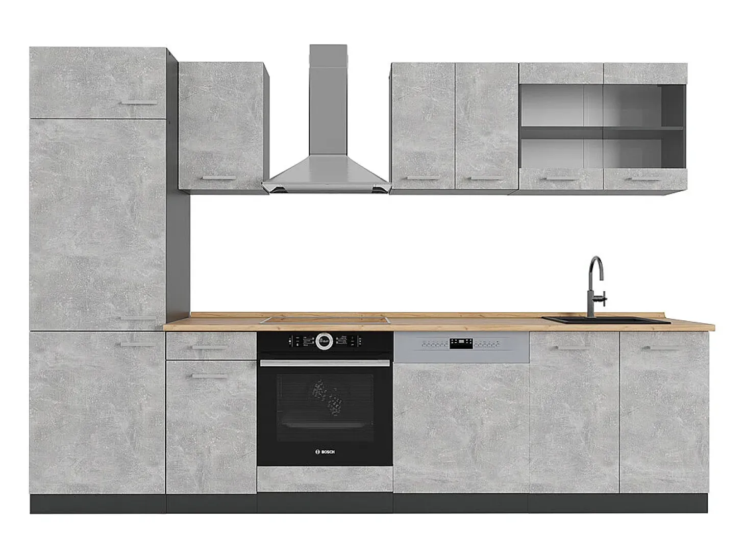 Mueble de cocina hormigón/antracita 300x46x81.6 r-line