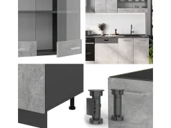 Mueble de cocina hormigón/antracita 300x60x81.6 r-line