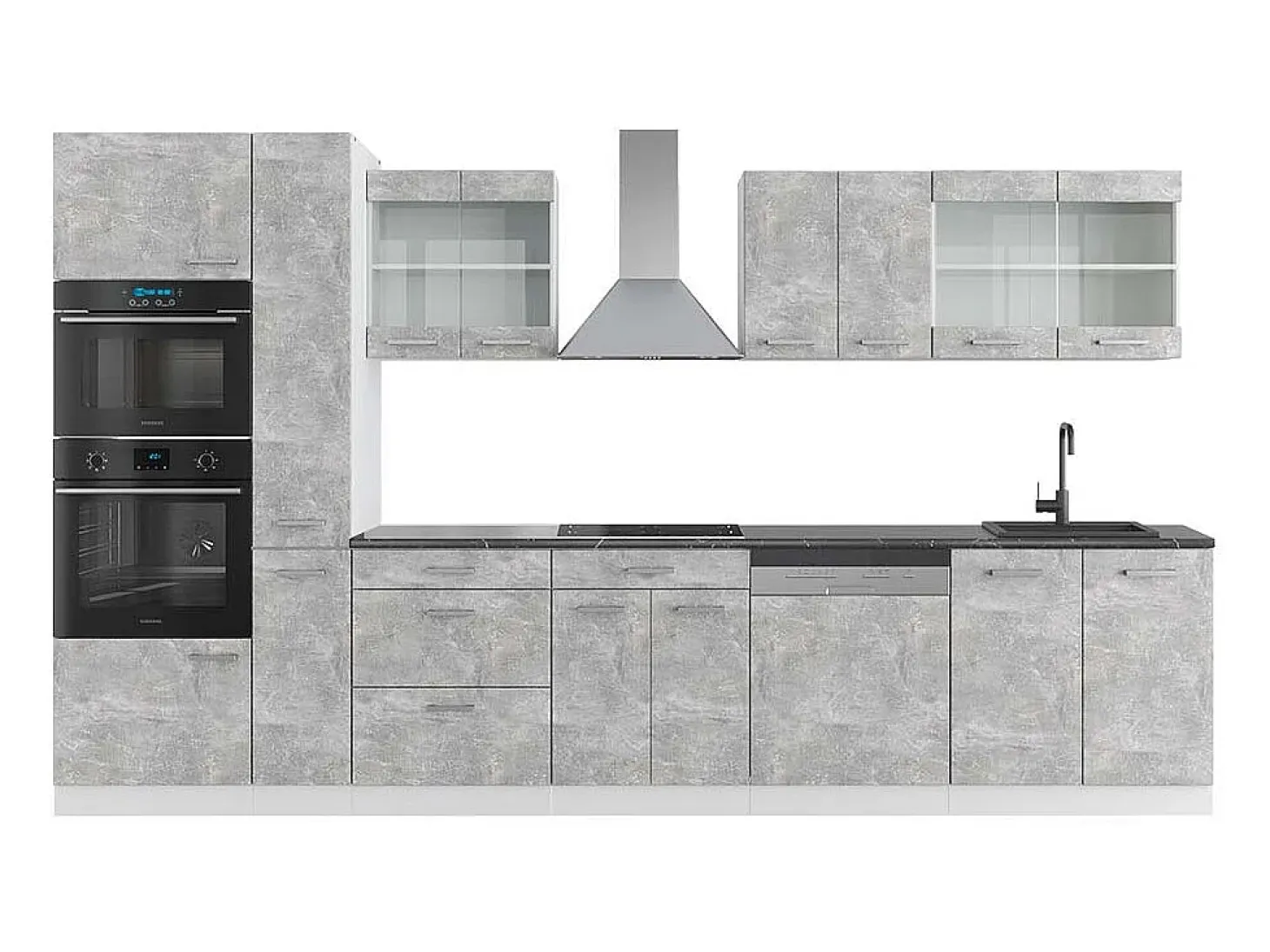 Mueble de cocina hormigón/blanco 350x60x81.6 r-line