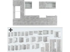 Mueble de cocina hormigón/blanco 350x46x81.6 r-line