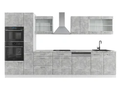 Mueble de cocina hormigón/blanco 350x46x81.6 r-line