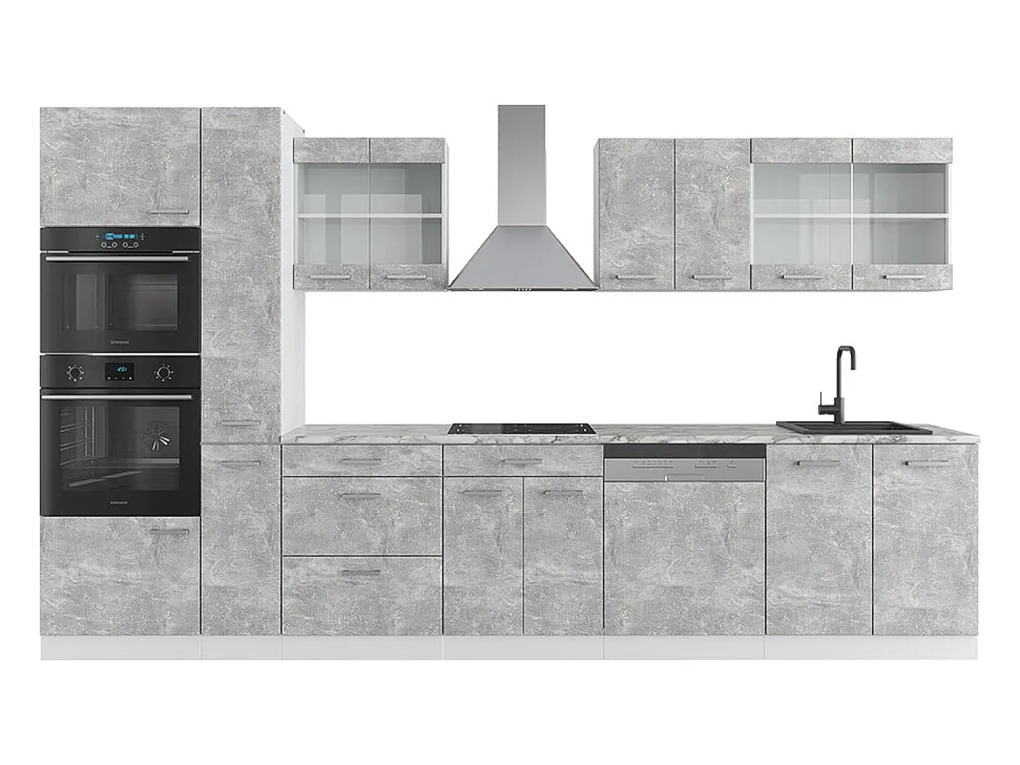 Mueble de cocina hormigón/blanco 350x46x81.6 r-line