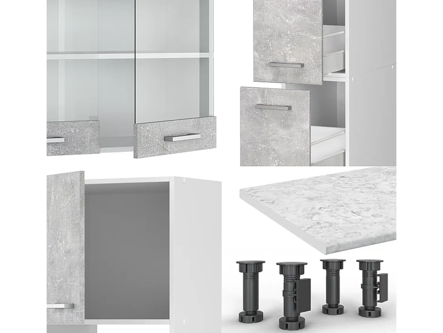 Mueble de cocina hormigón/blanco 350x46x81.6 r-line