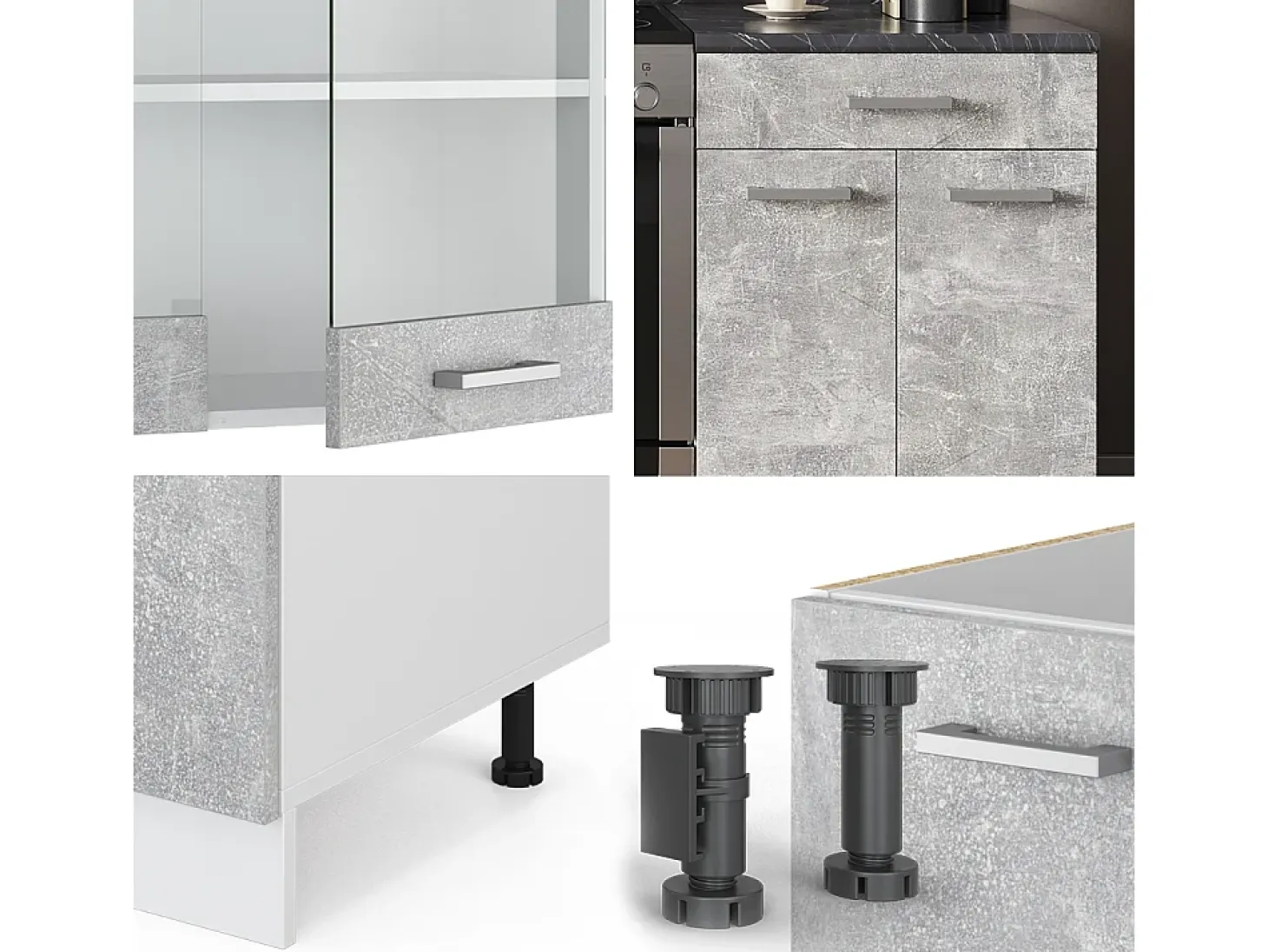 Mueble de cocina hormigón/blanco 200x60x81.6 r-line