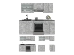 Mueble de cocina hormigón/blanco 200x60x81.6 r-line