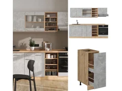 Mueble de cocina hormigón/roble dorado 240x46x81.6 r-line