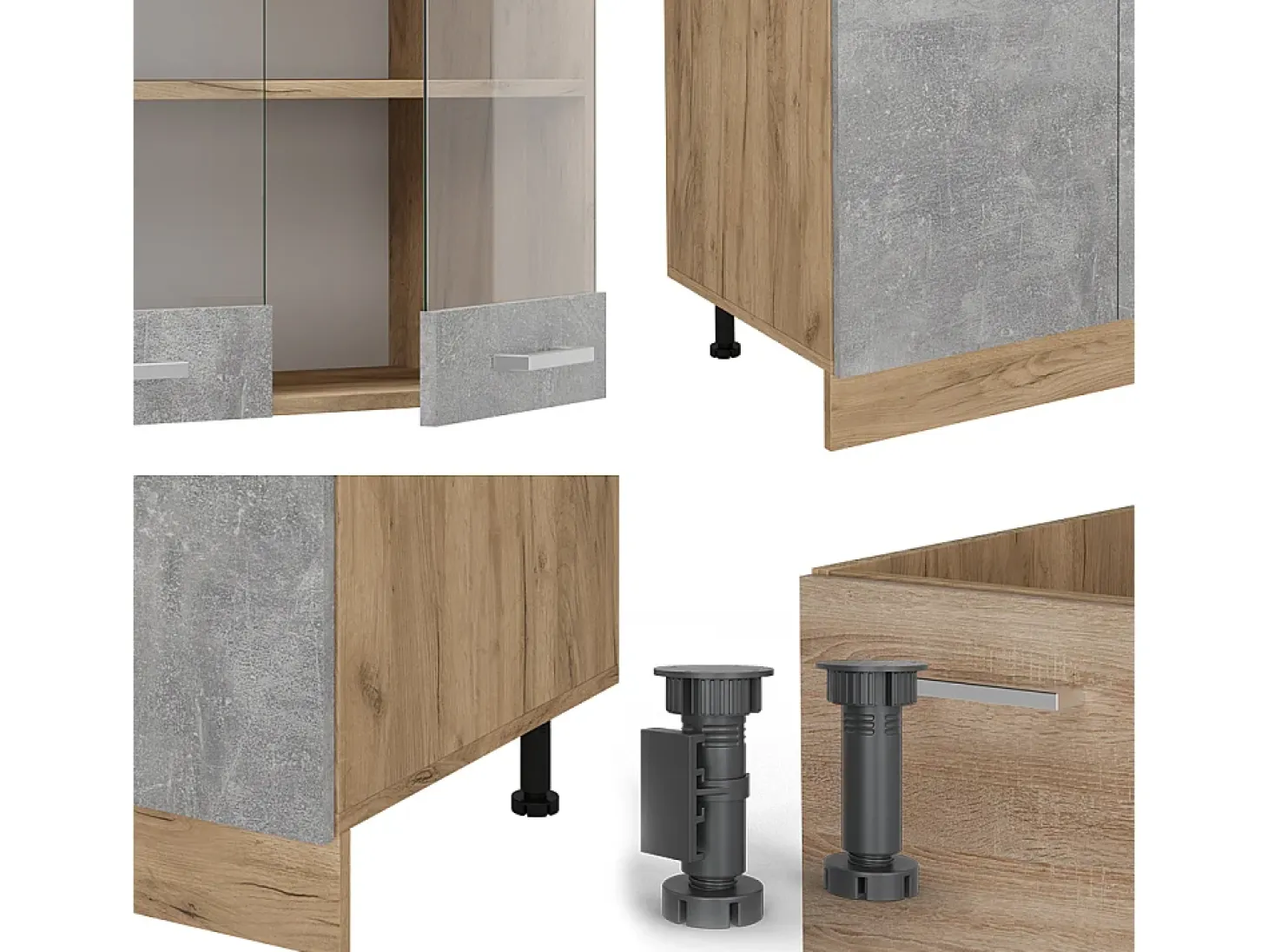 Mueble de cocina hormigón/roble dorado 300x46x81.6 r-line