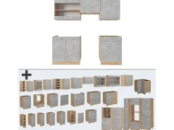 Mueble de cocina hormigón/roble dorado 200x60x81.6 r-line