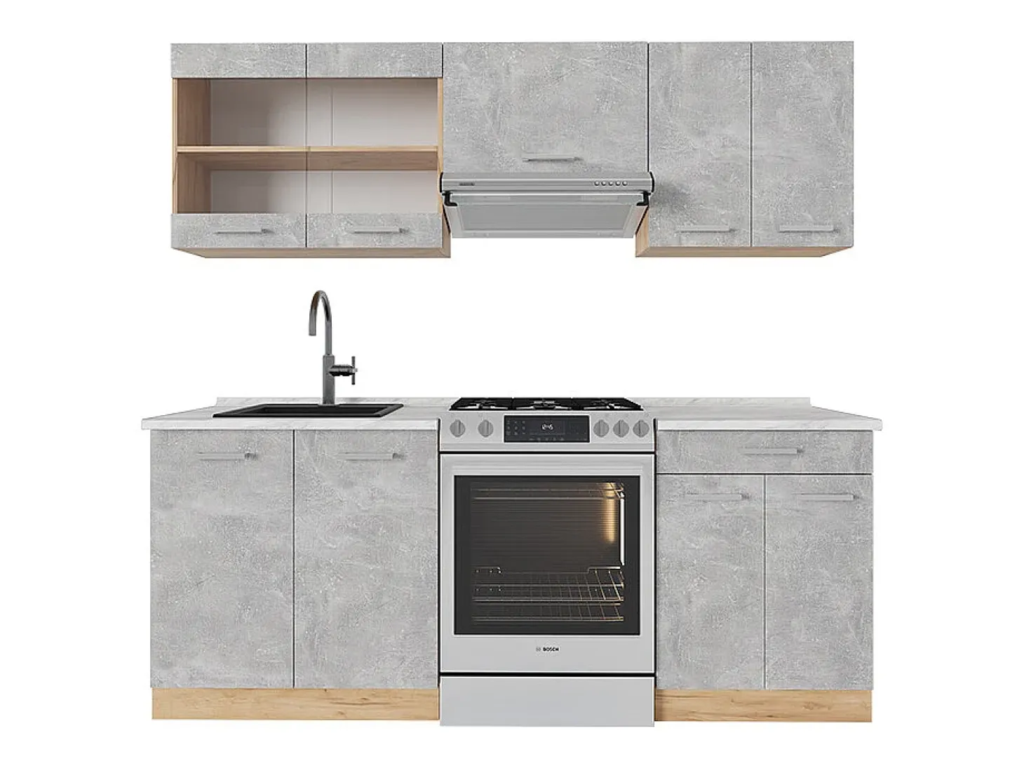 Mueble de cocina hormigón/roble dorado 200x60x81.6 r-line