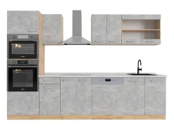 Mueble de cocina hormigón/roble dorado 300x60x81.6 r-line
