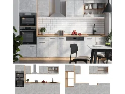 Mueble de cocina hormigón/roble dorado 300x60x81.6 r-line
