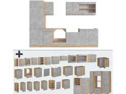 Mueble de cocina hormigón/roble dorado 300x60x81.6 r-line