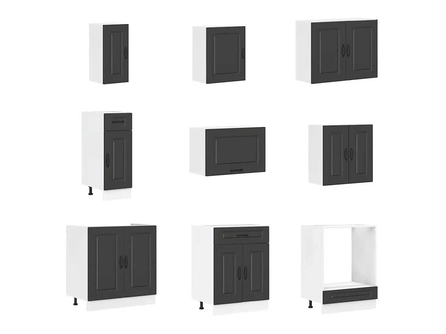 Mueble de cocina Kalmar negra 14 piezas madera contrachapada