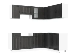 Mueble de cocina Kalmar negra 11 piezas madera contrachapada