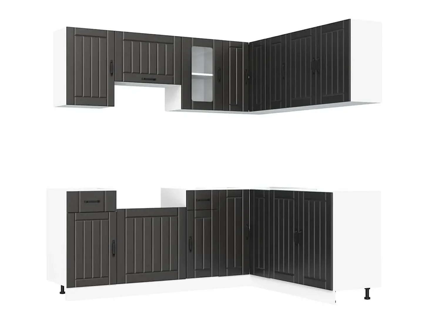 Mueble de cocina Kalmar negra 11 piezas madera contrachapada