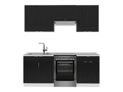 Mueble de cocina negro a rayas/blanco 200x60x81.6 fame-line