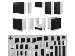 Mueble de cocina negro a rayas/blanco 235x46x81.6 fame-line