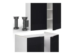 Mueble de cocina negro a rayas/blanco 235x46x81.6 fame-line