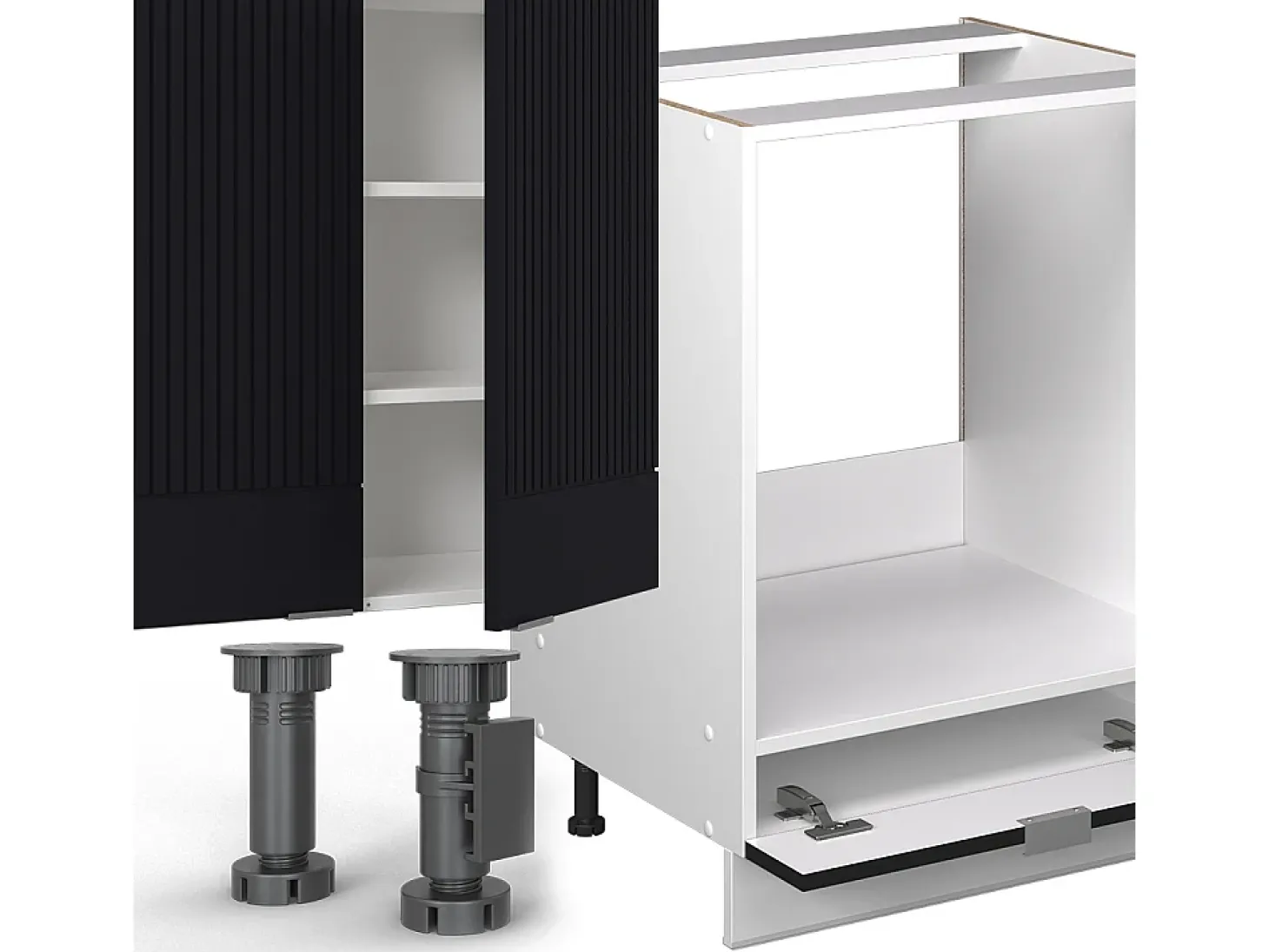 Mueble de cocina negro a rayas/blanco 355x60x81.6 fame-line