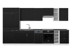 Mueble de cocina negro a rayas/blanco 355x60x81.6 fame-line