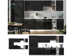 Mueble de cocina negro a rayas/blanco 355x60x81.6 fame-line