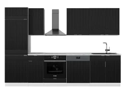 Mueble de cocina negro a rayas/blanco 300x46x81.6 fame-line