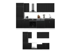 Mueble de cocina negro a rayas/blanco 300x46x81.6 fame-line