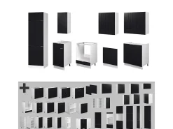 Mueble de cocina negro a rayas/blanco 300x46x81.6 fame-line