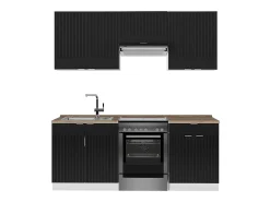 Mueble de cocina negro a rayas/blanco 200x60x81.6 fame-line