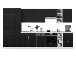 Mueble de cocina negro a rayas/blanco 355x60x81.6 fame-line