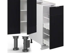 Mueble de cocina negro a rayas/blanco 280x60x81.6 fame-line