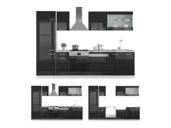 Mueble de cocina negro brillo/blanco 300x46x81.6 r-line