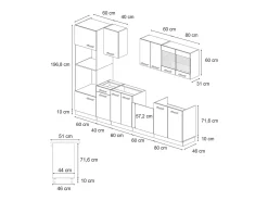 Mueble de cocina negro brillo/blanco 300x46x81.6 r-line