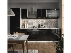 Mueble de cocina negro brillo/blanco 300x60x81.6 r-line