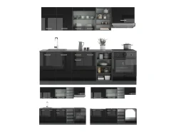 Mueble de cocina negro/antracita de alto brillo 240x60x81.6 r-line