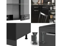 Mueble de cocina negro/antracita de alto brillo 240x60x81.6 r-line