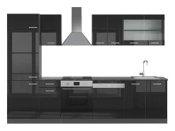 Mueble de cocina negro/antracita de alto brillo 300x46x81.6 r-line